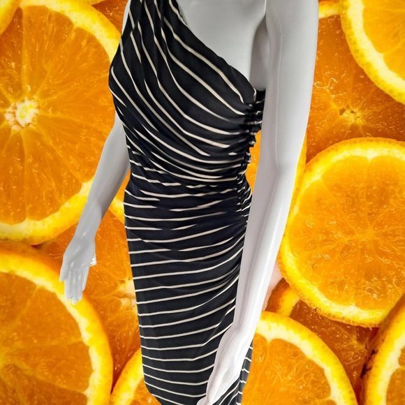 LAUREN Off Shoulder Black and White Dress Size 8 - Picture 6 of 7